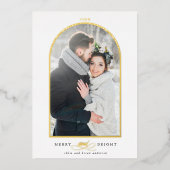 Arch Photo Merry & Bright Gold Foil Holiday Card Folie Uitnodiging (Voorkant)