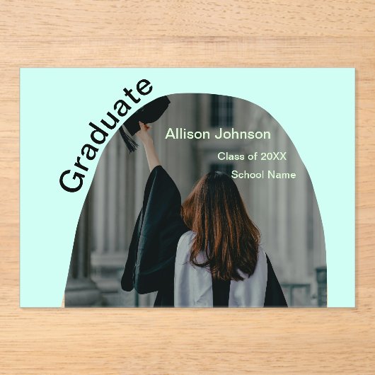 Arch Photo Modern Elegant Eenvoudig Afstuderen Par Acryl Uitnodigingen (Voorkant)