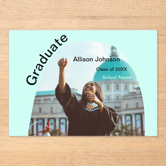 Arch Photo Modern Elegant Eenvoudig Afstuderen Par Acryl Uitnodigingen (Voorkant)