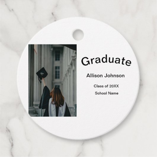 Arch Photo Modern Elegant Eenvoudig Afstuderen Par Bedankjes Labels (Voorkant)