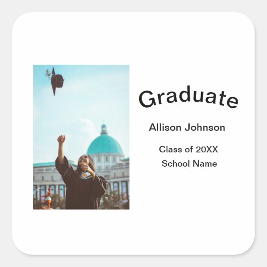 Arch Photo Modern Elegant Eenvoudig Afstuderen Par Vierkante Sticker (Voorkant)