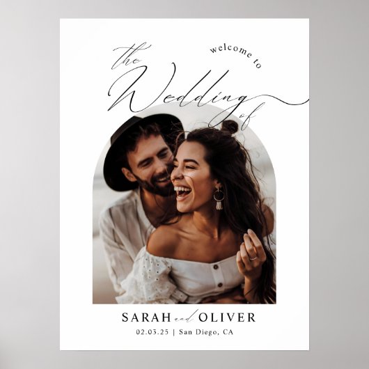 Arch Photo Modern Script Wedding Welkom Poster (Voorkant)
