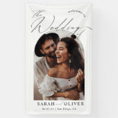 Arch Photo Modern Script Wedding Welkom Spandoek (Verticaal)