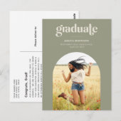 Arch Photo Modern Type Avocado Green Afstuderen Briefkaart (Voorkant / Achterkant)