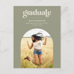 Arch Photo Modern Type Avocado Green Afstuderen Briefkaart