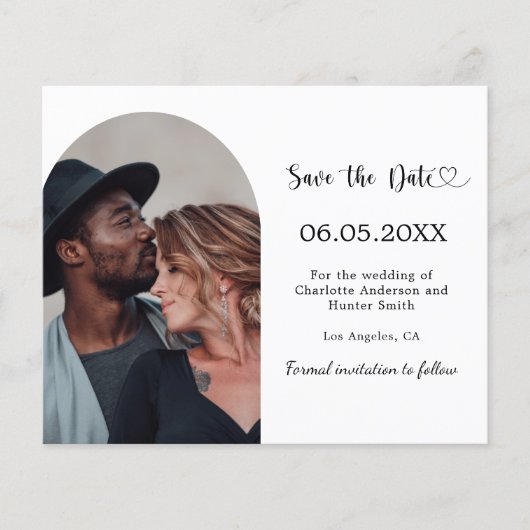Arch photo modern wedding Save the Date card (Voorkant)