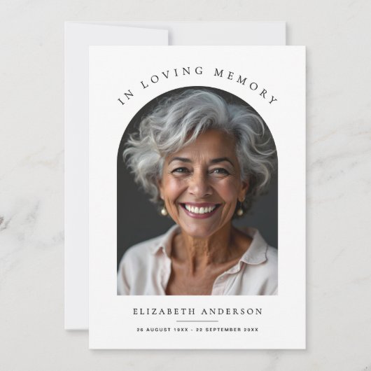 Arch Photo Moderne liefdevolle herinnering begrafe Bedankkaart (Voorkant)