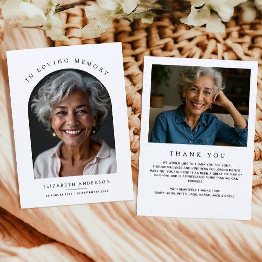 Arch Photo Moderne liefdevolle herinnering begrafe Bedankkaart