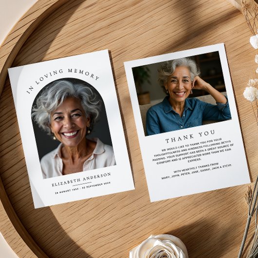 Arch Photo Moderne liefdevolle herinnering begrafe Bedankkaart