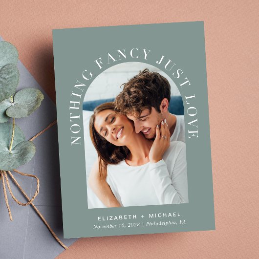 Arch Photo Niets Fancy gewoon Love Sage Wedding Kaart