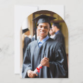 Arch Photo Paarse Gouden Afstuderen Aankondiging (Achterkant)