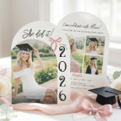 Arch Photo Pink Bow Graduation Party Invitation Kaart