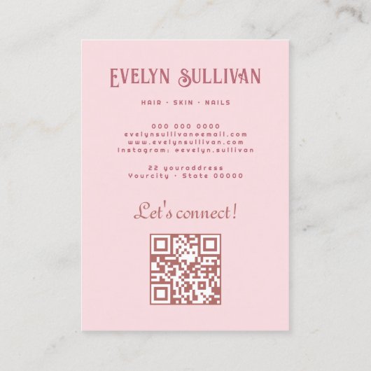 Arch Photo Roze Bow Hair QR Code Visitekaartje (Achterkant)