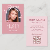 Arch Photo Roze Bow Hair QR Code Visitekaartje (Voorkant / Achterkant)