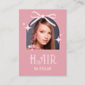 Arch Photo Roze Bow Hair QR Code Visitekaartje (Voorkant)