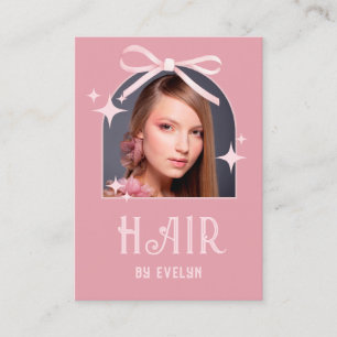 Arch Photo Roze Bow Hair QR Code Visitekaartje