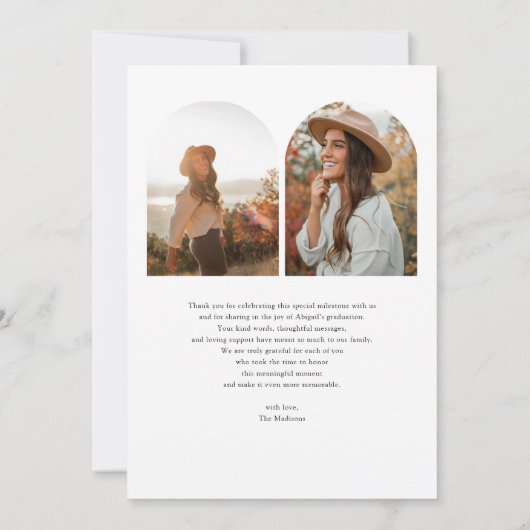 Arch Photo Script with Heart Graduation Bedankkaart (Achterkant)