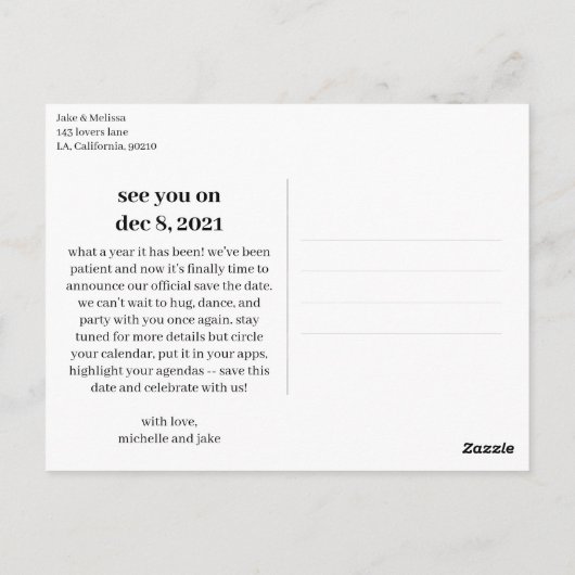 Arch Photo Simple Elegant Chic Bewaar de datum Briefkaart (Achterkant)