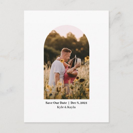 Arch Photo Simple Elegant Chic Bewaar de datum Briefkaart (Voorkant)