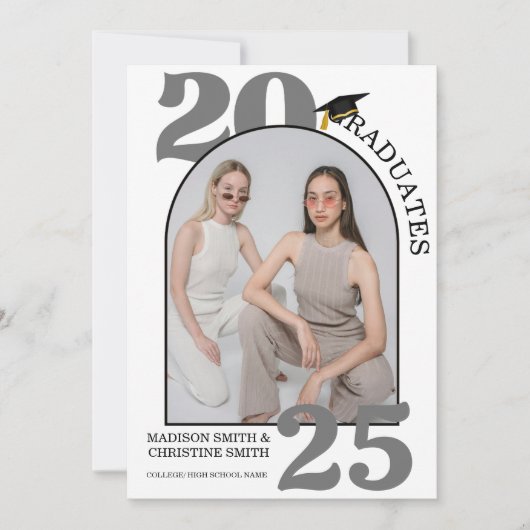 Arch Photo Twin College High School Afstuderen Aankondiging (Voorkant)