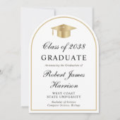 Arch Photo White Gold Afstuderen aangekondigd Kaart (Voorkant)