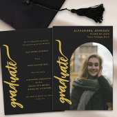 Arch Photo Zwart en Goud Script Afstuderen Aankondiging