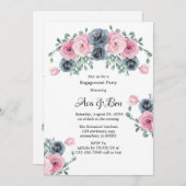 Arch Pink & Blue Blooms Engagement Party Kaart (Voorkant / Achterkant)
