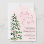 Arch Pink Bow Baby Het is koud buiten Baby shower Kaart (Voorkant)