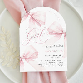 Arch Pink Bow Girl Baby shower Kaart