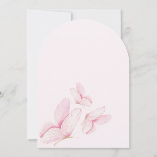 Arch Pink Butterflies Meisje Baby shower Kaart (Achterkant)