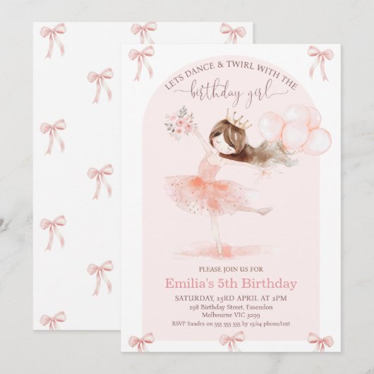 Arch Pink Dans Twirl Verjaardag Meisje Verjaardag Kaart (Voorkant / Achterkant)