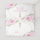 Arch Pink Floral Gold Glitter Baptisme Plaatskaartje (Buitenkant ongevouwen)