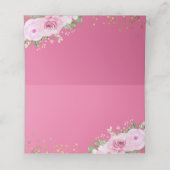 Arch Pink Floral Gold Glitter Baptisme Plaatskaartje (Binnenkant ongevouwen)