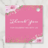 Arch Pink Gold Floral 1e Heilige Communie Hartelij Bedankjes Labels (Achterkant)