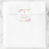 Arch Pink Gold Floral Eerste Heilige Communie Vierkante Sticker (Tas)