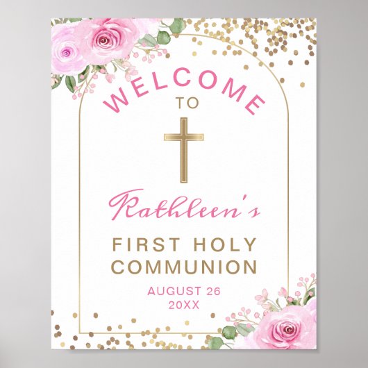 Arch Pink Gold Floral First Heilige Communauteit W Poster (Voorkant)