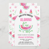 Arch Pink One in een meloen 1e verjaardag uitnodig Kaart (Voorkant / Achterkant)