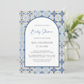 Arch Positano Mediterranean Blue Baby shower Kaart (Staand voorkant)