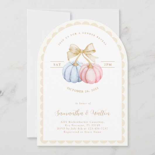 Arch Pumpkins Gender Reveal Party Kaart (Voorkant)