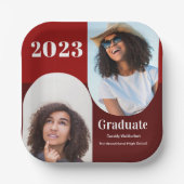 Arch Red Burgundy Two Photo Afstuderen Papieren Bordje (Voorkant)