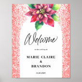 Arch Red Poinsettia Kerstbruiloft Welkom Poster (Voorkant)
