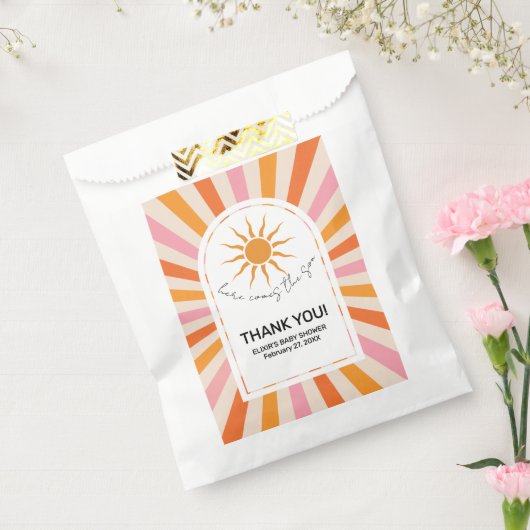 Arch Retro Hier komt het Son Baby shower Bedankzakje (Gezegeld)