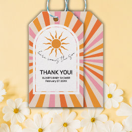 Arch Retro Hier komt het Son Baby shower Cadeaulabel