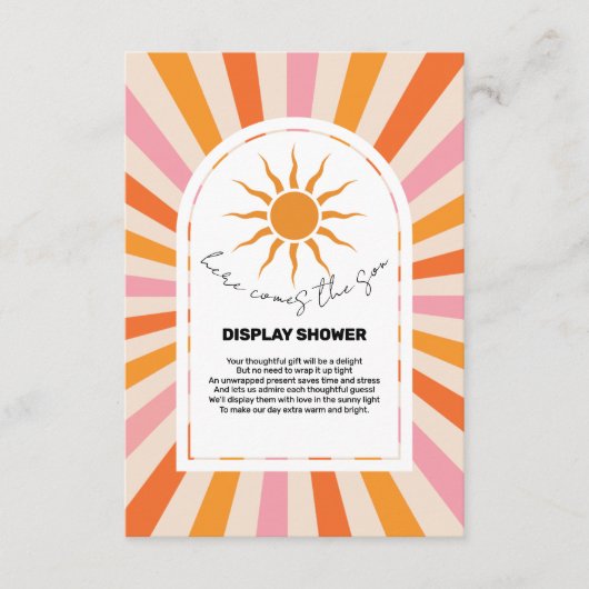 Arch Retro Hier komt het Son Baby shower Informatiekaartje (Voorkant)