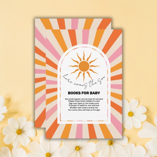 Arch Retro Hier komt het Son Baby shower Informatiekaartje