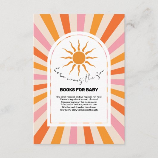 Arch Retro Hier komt het Son Baby shower Informatiekaartje (Voorkant)