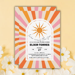 Arch Retro Hier komt het Son Baby shower Kaart