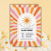 Arch Retro Hier komt het Son Baby shower Kaart