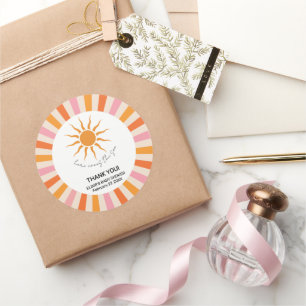 Arch Retro Hier komt het Son Baby shower Ronde Sticker