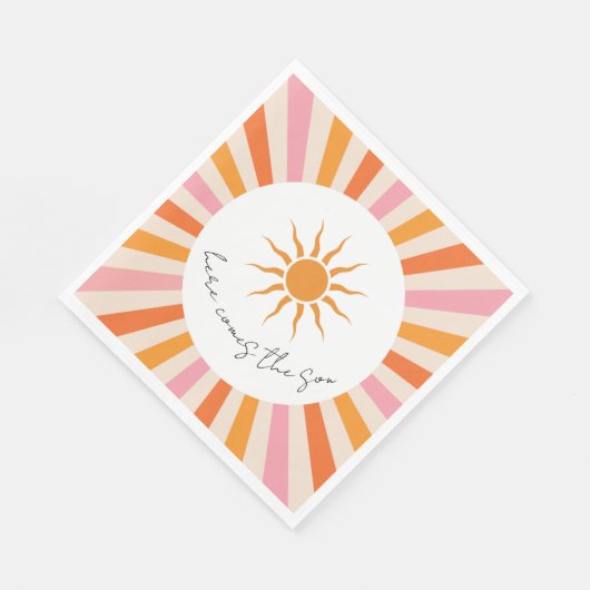 Arch Retro Hier komt het Son Baby shower Servet (Hoek)